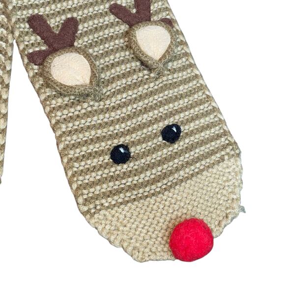 Mud Pie Knit Scarf Sz 3T+ Reindeer Winter Christmas Holiday Girls Kids Brown 40" - Picture 6 of 12